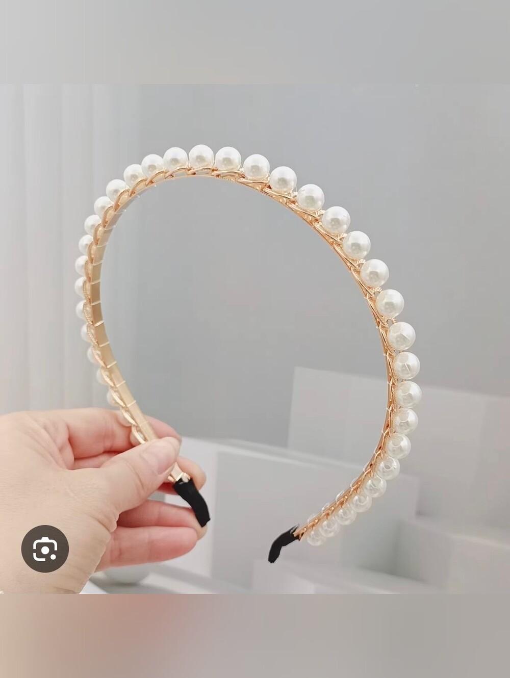 Faux Pearl Accent Gold Headband - Women's Hair Accessory BNIB